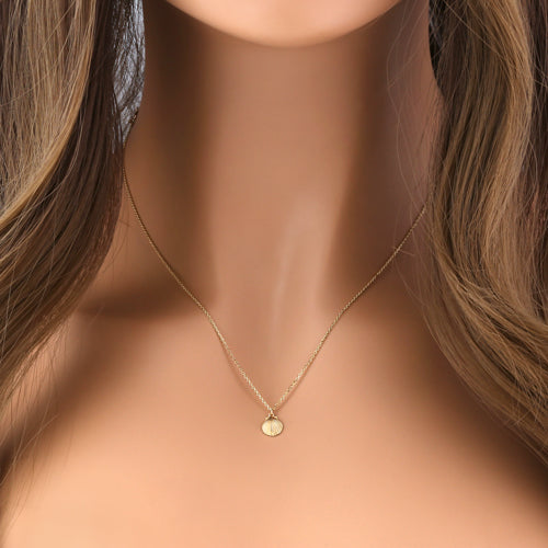 Solid 14K Yellow Gold Clam Shell Necklace