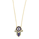 Solid 14K Gold Hand Painted Hamsa Necklace