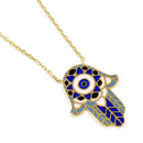 Solid 14K Gold Hand Painted Hamsa Necklace