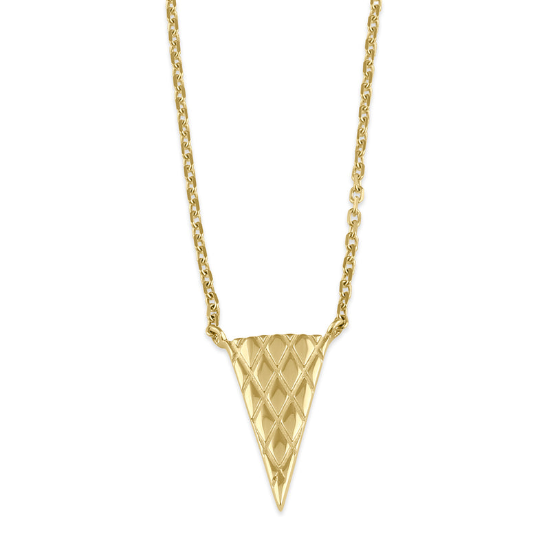 Solid 14K Gold Diamond Cut Triangle Necklace