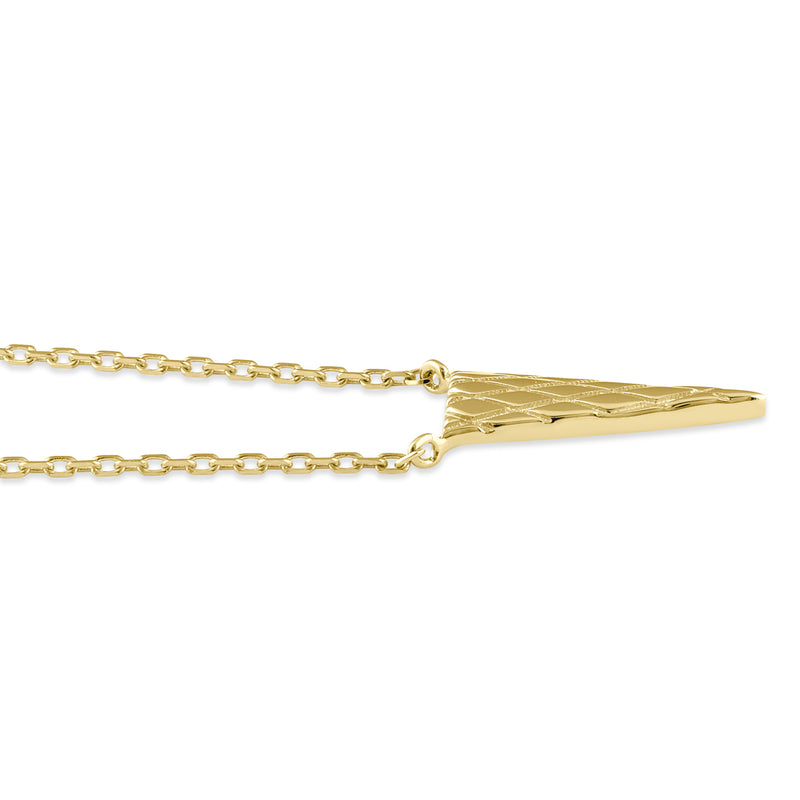 Solid 14K Gold Diamond Cut Triangle Necklace