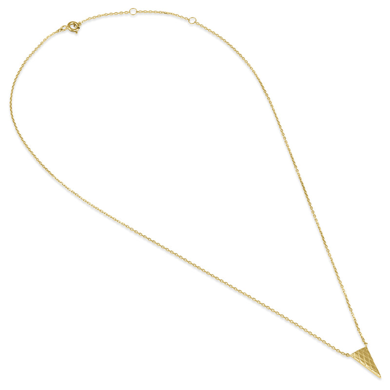 Solid 14K Gold Diamond Cut Triangle Necklace