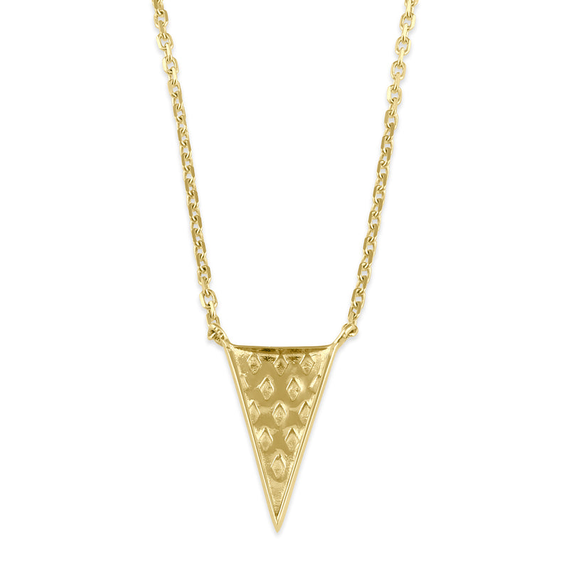 Solid 14K Gold Diamond Cut Triangle Necklace