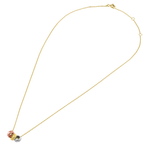 Solid 14K Gold Triple Tone Faceted Bead Necklace