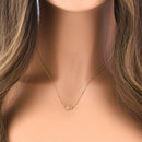 Solid 14K Yellow Gold CZ Double Cross Necklace