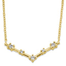 Solid 14K Yellow Gold CZ V Bar Necklace