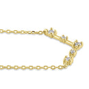 Solid 14K Yellow Gold CZ V Bar Necklace