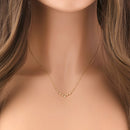 Solid 14K Yellow Gold CZ V Bar Necklace