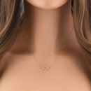 Solid 14K Yellow Gold Elegant CZ V Necklace