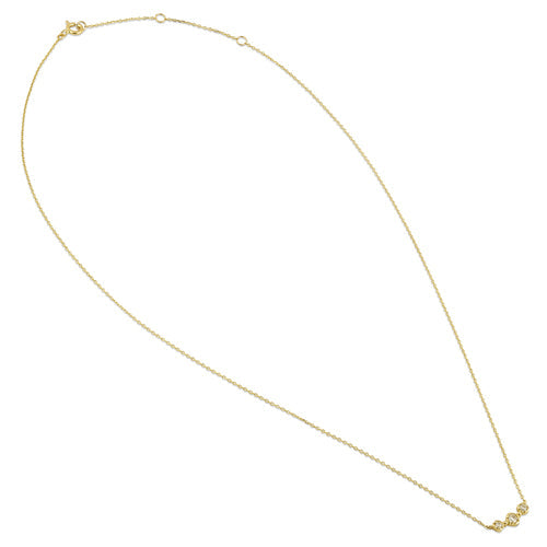 Solid 14K Yellow Gold CZ Triple Circle Necklace
