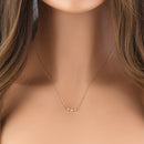 Solid 14K Yellow Gold CZ Triple Circle Necklace