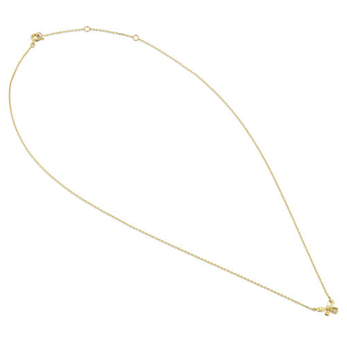 Solid 14K Yellow Gold Bow CZ Necklace