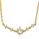 Solid 14K Yellow Gold Trendy V CZ Necklace