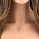 Solid 14K Yellow Gold Trendy V CZ Necklace
