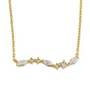 Solid 14K Yellow Gold Elegant Curve CZ Necklace