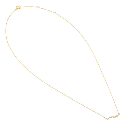 Solid 14K Yellow Gold Elegant Curve CZ Necklace