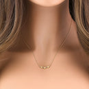Solid 14K Gold Triple Plumeria with Clear CZ Necklace