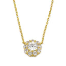 Solid 14K Gold Flower with Clear CZ Necklace