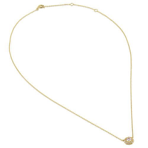 Solid 14K Gold Flower with Clear CZ Necklace