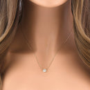 Solid 14K Gold Flower with Clear CZ Necklace