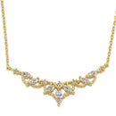 Solid 14K Gold Elegant Royal Marquise with Clear CZ Necklace