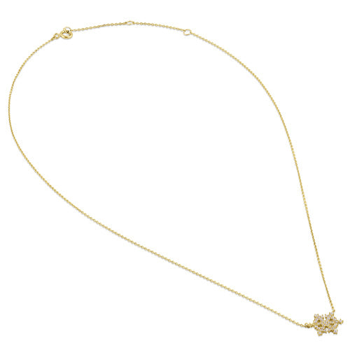 Solid 14K Gold Snowflake with Clear CZ Necklace