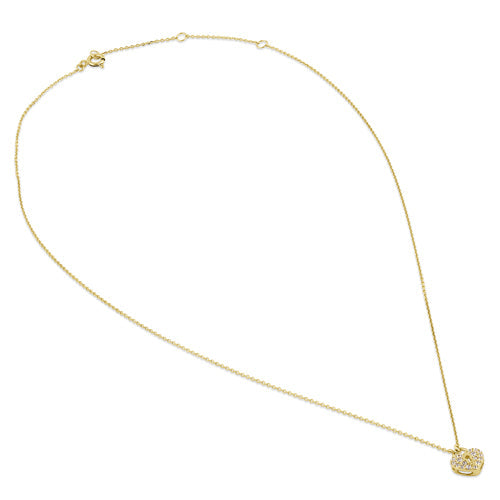 Solid 14K Gold Heart Lock with Clear CZ Necklace