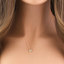 Solid 14K Gold Heart Lock with Clear CZ Necklace