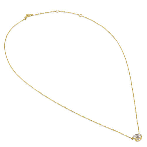Solid 14K Gold 6.5mm Round Clear CZ Necklace