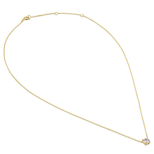 Solid 14K Gold 5.0mm Round Clear CZ Necklace