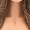 Solid 14K Gold Elegant Vine with Clear CZ Necklace