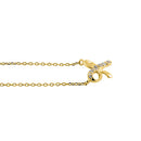 Solid 14K Yellow Gold Classic Bow CZ Necklace