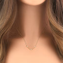 Solid 14K Yellow Gold Flex V Shape CZ Necklace