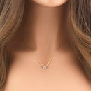 Solid 14K Yellow Gold Round Halo CZ Necklace