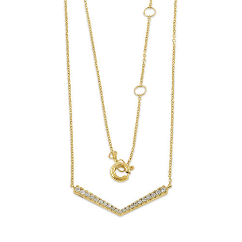 Solid 14K Chevron CZ Necklace