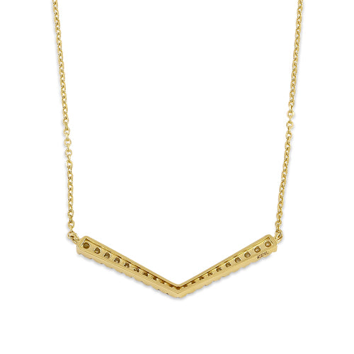 Solid 14K Chevron CZ Necklace