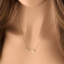 Solid 14K Gold Safety Pin CZ Necklace