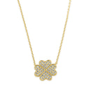 Solid 14K Gold Lucky Four Leaf Clover CZ Necklace