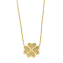 Solid 14K Gold Lucky Four Leaf Clover CZ Necklace