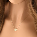 Solid 14K Gold Lucky Four Leaf Clover CZ Necklace