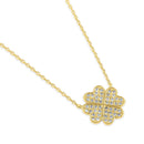 Solid 14K Gold Lucky Four Leaf Clover CZ Necklace