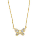 Solid 14K Gold Social Butterfly CZ Necklace
