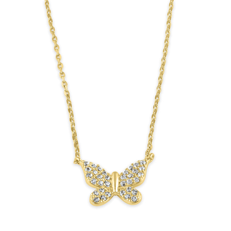 Solid 14K Gold Social Butterfly CZ Necklace