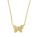 Solid 14K Gold Social Butterfly CZ Necklace
