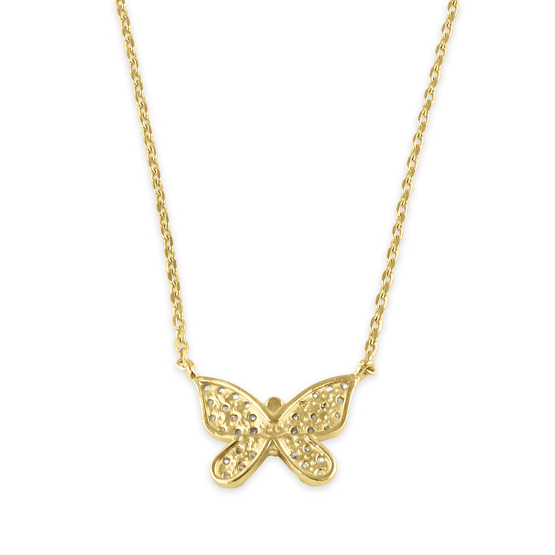 Solid 14K Gold Social Butterfly CZ Necklace