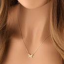 Solid 14K Gold Social Butterfly CZ Necklace
