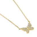 Solid 14K Gold Social Butterfly CZ Necklace