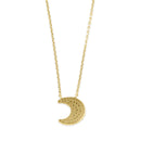 Solid 14K Gold Crescent Moon CZ Necklace