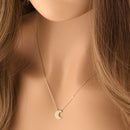 Solid 14K Gold Crescent Moon CZ Necklace