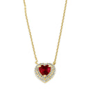 Solid 14K Gold Ruby Halo Heart CZ Necklace